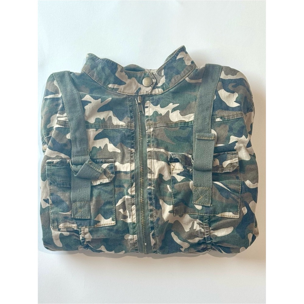 Y2K Jennyfer Camo Utility Jacket Cropped Military‎ Grunge Zip Up M - Picture 11 of 11